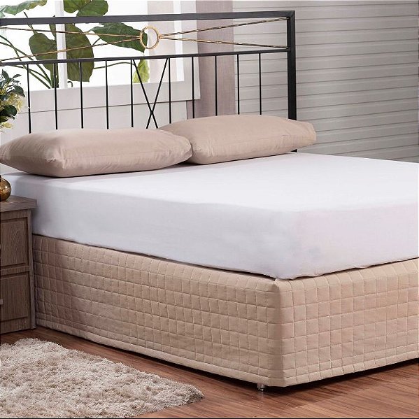 Saia box para cama Solteiro - Matelassada com Tampão