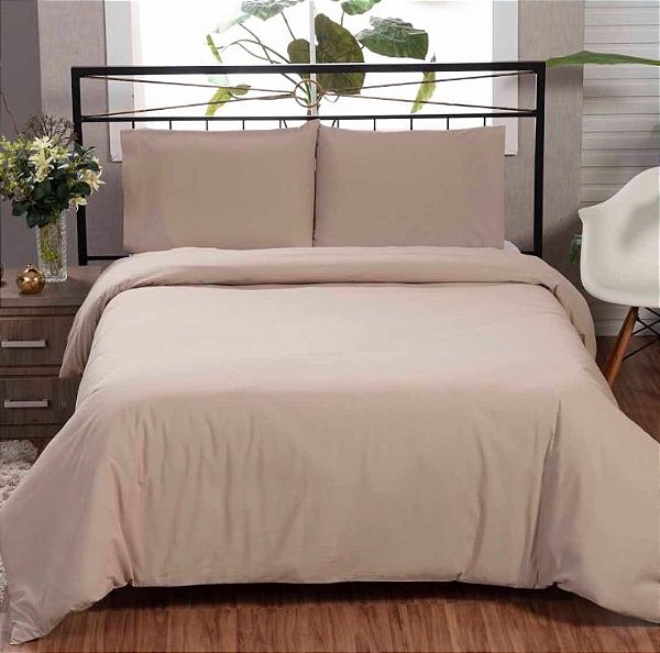 5 Unidades Capa de Edredom Casal Prince Enxovais Percal 180 fios - Capuccino (Duvet)