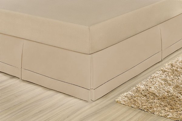 Saia Box Ponto Palito com pregas Macho - Percal 180 fios - Cáqui