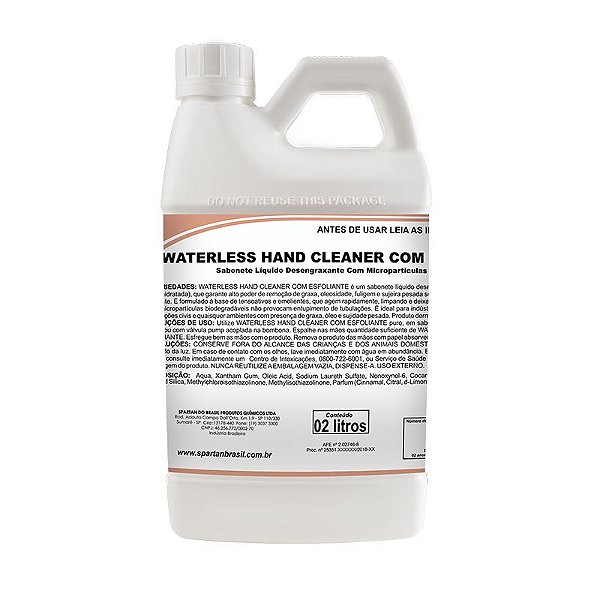 Waterless Hand Cleaner Com Esfoliante 2 Litros - Spartan