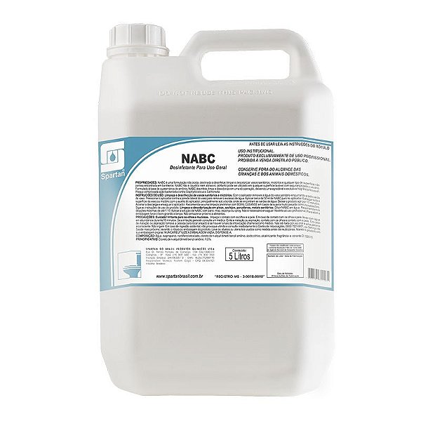 NABC 5 Litros Desinfetante Limpador Neutro Spartan