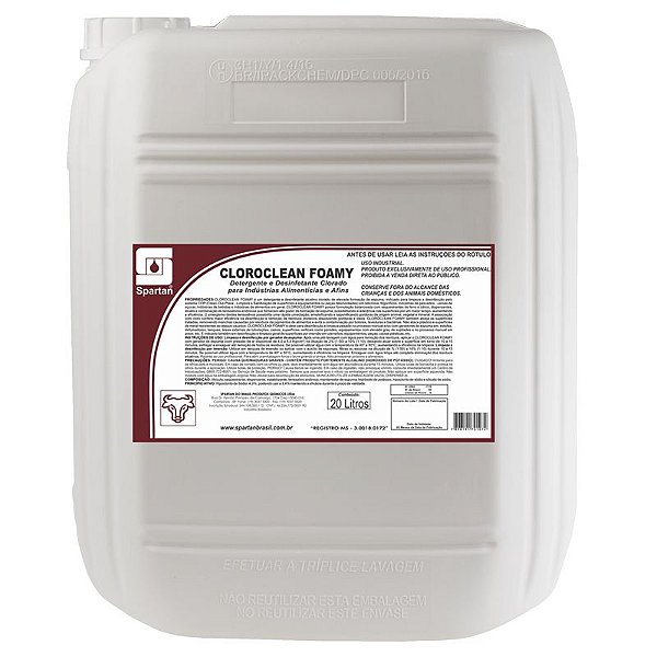 Cloroclean Foamy 20 Litros Detergente E Desinfetante - Spartan