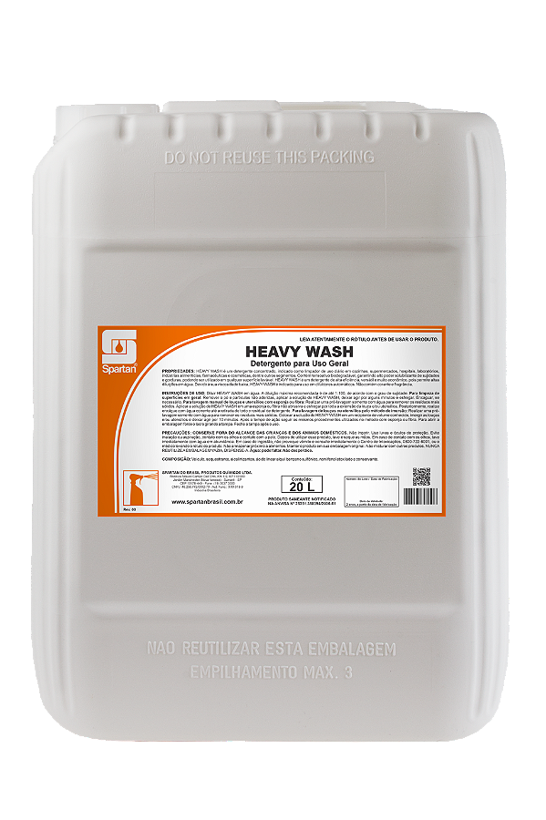 Heavy Wash 20 Litros Detergente Neutro Spartan
