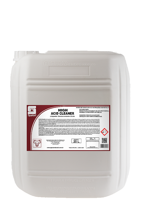 High Acid Cleaner 20 Litros Detergente Desincrustante Ácido Spartan