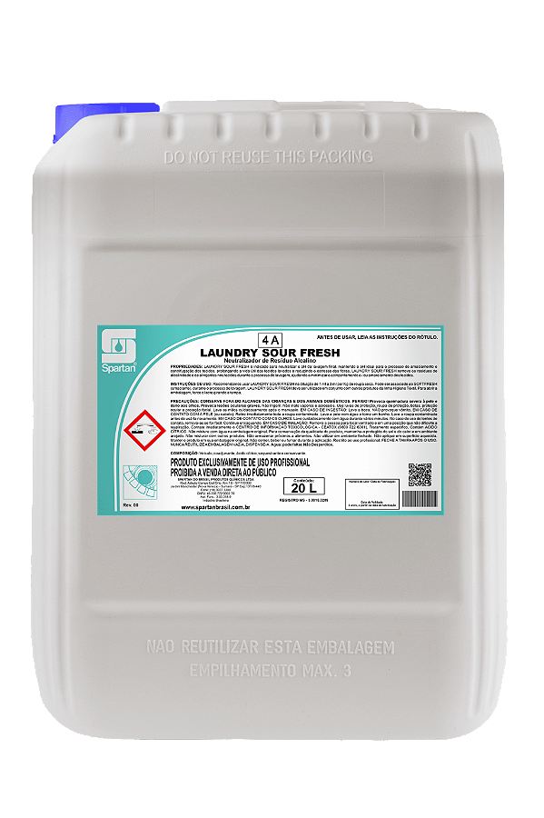Laundry Sour Fresh 20 Litros Neutralizador De Resíduos Alcalinos Spartan