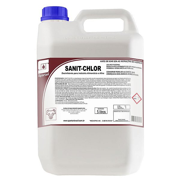 Sanit-Chlor 20 Litros Desinfetante Para Industrias Alimentícias Spartan
