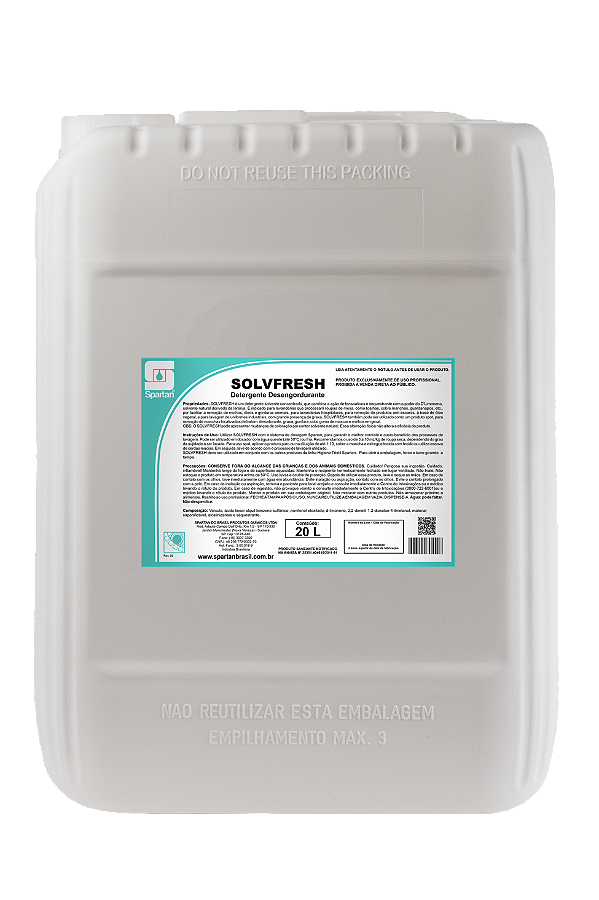 Solvfresh Detergente 20 Litros Desengordurante E Desengraxante Spartan