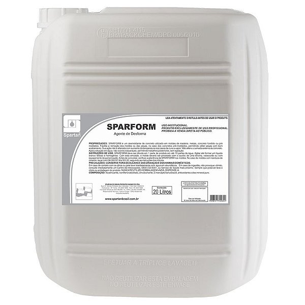 Sparform 20 Litros Agente De Desforma Spartan