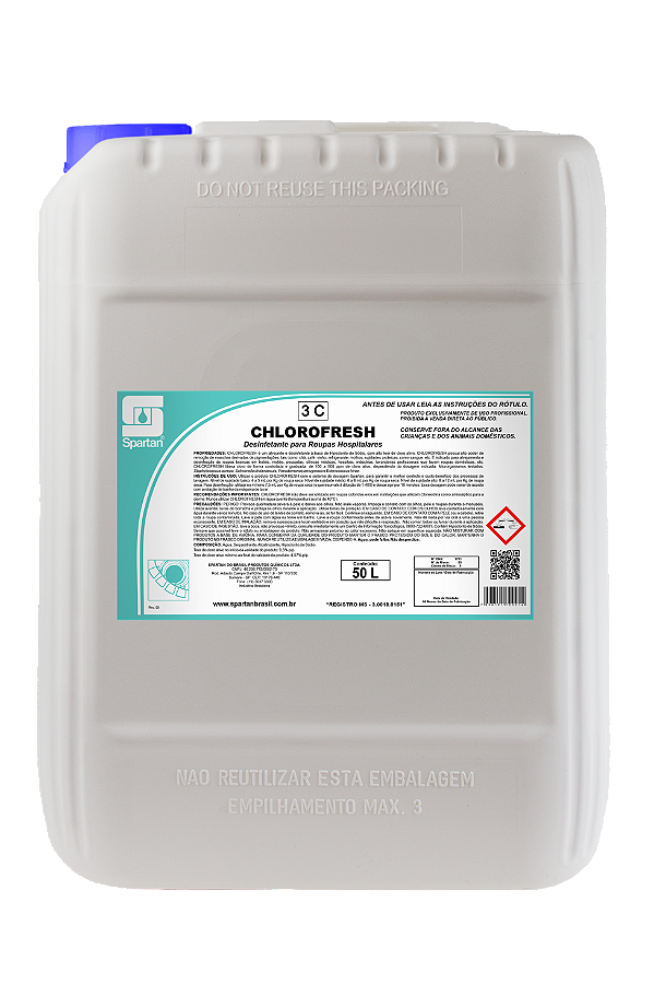 Chlorofresh 50 Litros Desinfetante Para Roupas Hospitalares Spartan