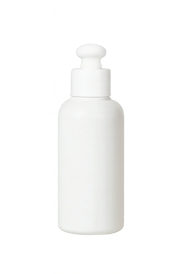 Frasco 200ml Cilíndrico Liso c/ Tampa Push-Pull Branca R28