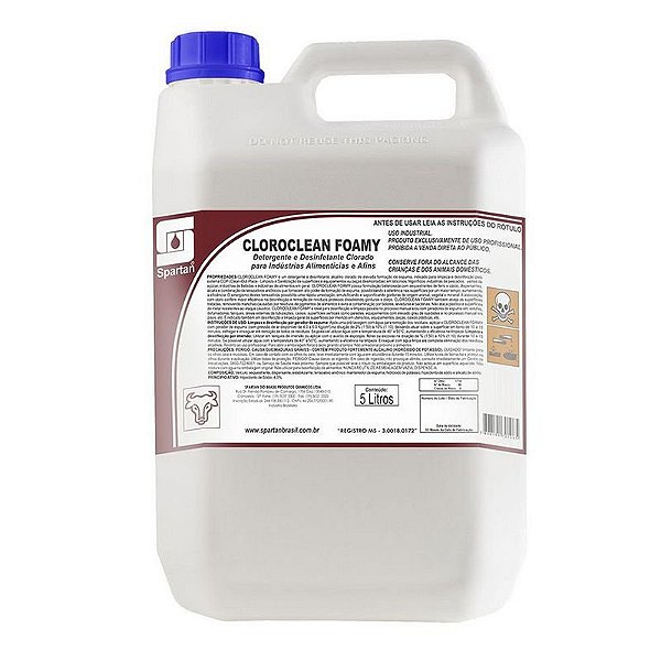 Kit Com 2 Cloroclean Foamy 5 Litros Detergente E Desinfetante - Spartan