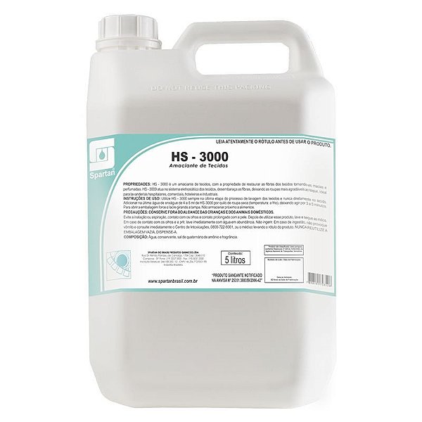 Kit Com 2 HS-3000 5 Litros Amaciante De Tecidos Spartan