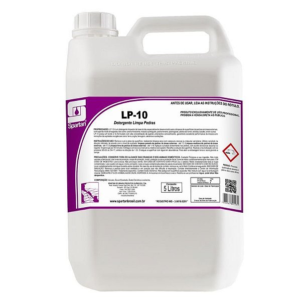 Kit Com 2 LP-10 Detergente Limpa Pedras 5 Litros Spartan