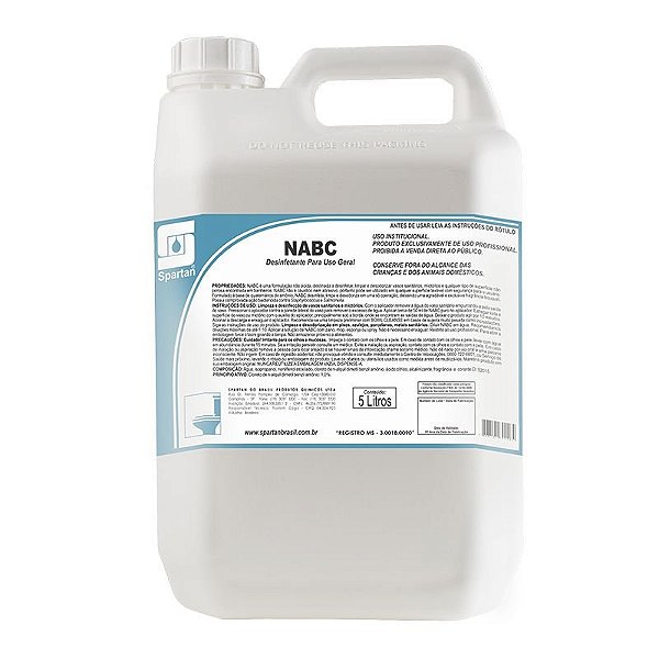 Kit Com 2 NABC 5 Litros Desinfetante Limpador Neutro Spartan