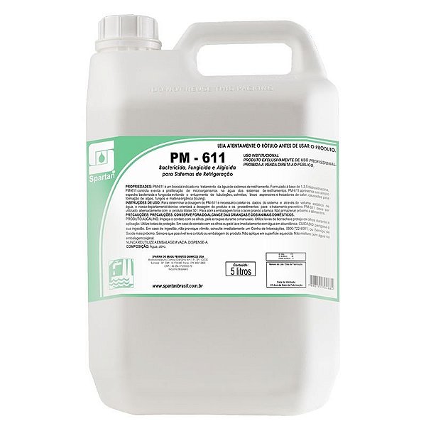 Kit Com 2 PM 611 5 Litros Bactericida Fungicida E Algicida Para Sistema Resfriamento Spartan