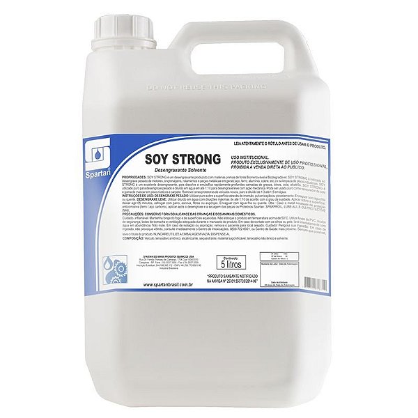 Kit Com 2 Soy Strong 5 Litros Desengraxante Solvente Spartan