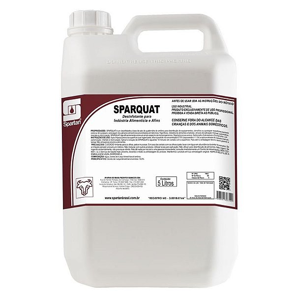 Kit Com 2 Sparquat 5 Litros Desinfetante Para Indústrias Alimentícias Spartan
