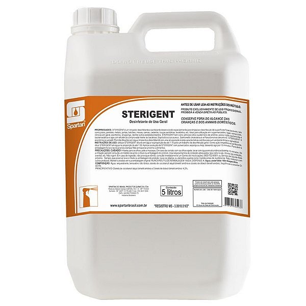 Kit Com 2 Sterigent Desinfetante e Limpador Bactericida 5 Litros Spartan