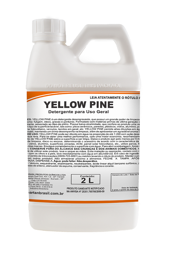 Kit Com 4 Yellow Pine 2 Litros Detergente Desengraxante Spartan