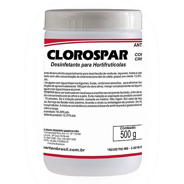 Kit Com 6 Clorospar 500 Grs Desinfetante Para Hortifrutícolas - Spartan