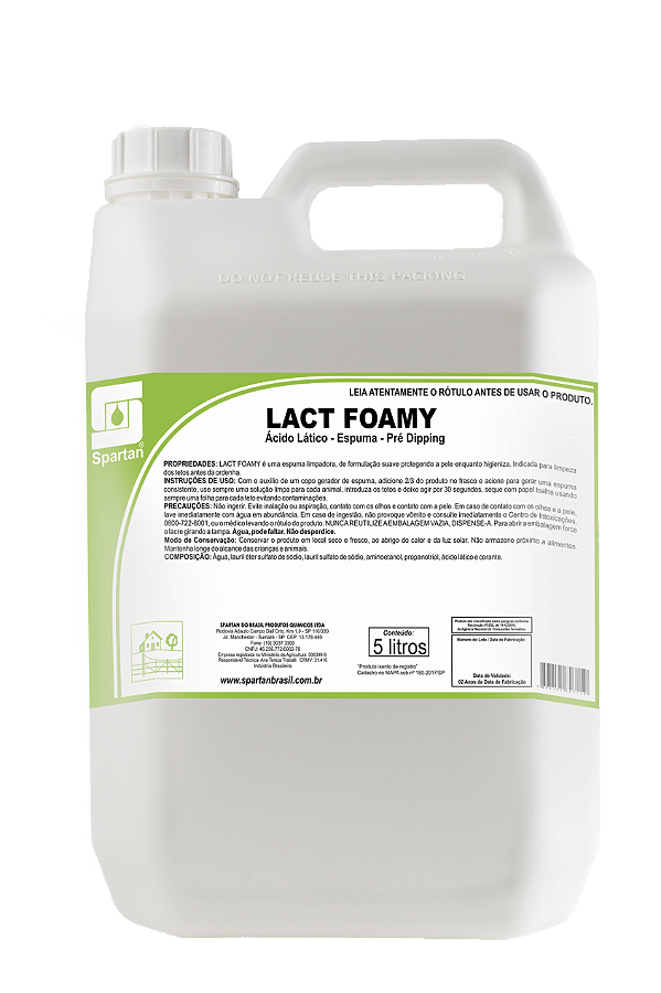 Ácido Lático Espuma Pré Dipping Lact Foamy 5 Litros - Spartan