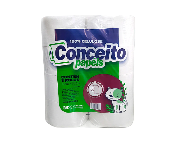 Papel Higiênico Rolão Branco 10cmx300m c/8 Rolos - Conceito Papéis