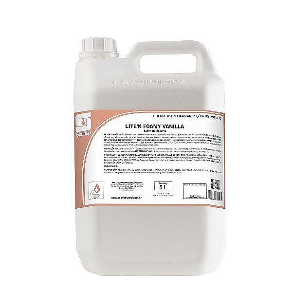 Lite'n Foamy Vanilla 5 Litros Sabonete Espuma Com Aloe Vera E Vitamina E - Spartan Oferta