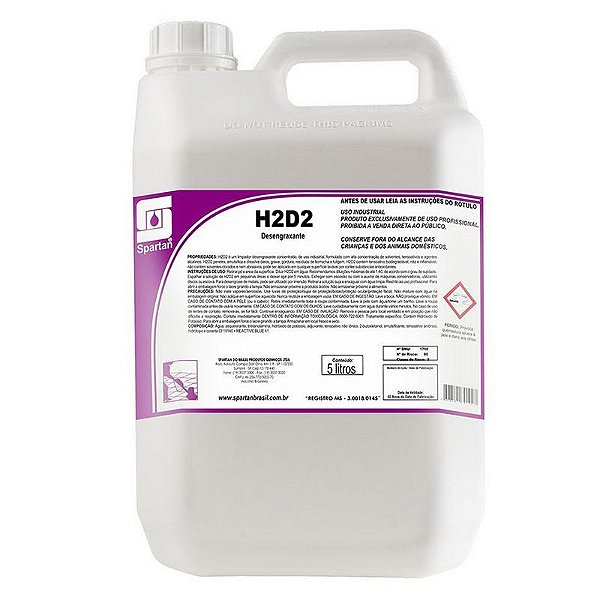 H2D2 5 Litros Limpador Desengraxante Industrial - Spartan Oferta