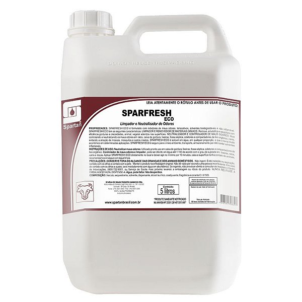 Sparfresh Eco 5 Litros Limpador Neutralizador De Odores Spartan Oferta