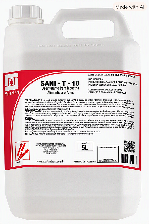 Desinfetante Sanitizante Sani-T-10 5L - Spartan