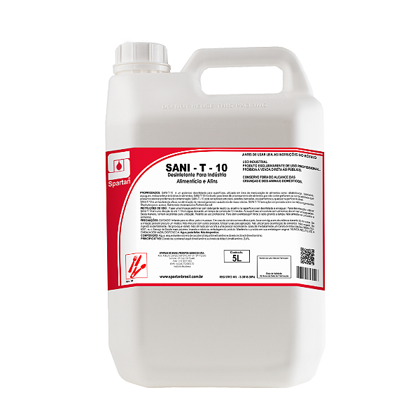 Desinfetante Sanitizante Sani-T-10 5L - Spartan
