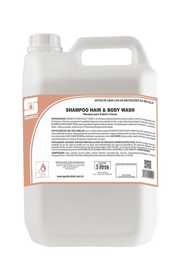 Shampoo Hair & Body Wash 5 Litros Shampoo Para Cabelo E Corpo