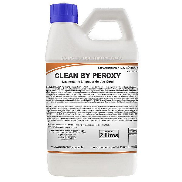 Clean By Peroxy 2 Litros Desinfetante e Limpador de Uso Geral - Spartan