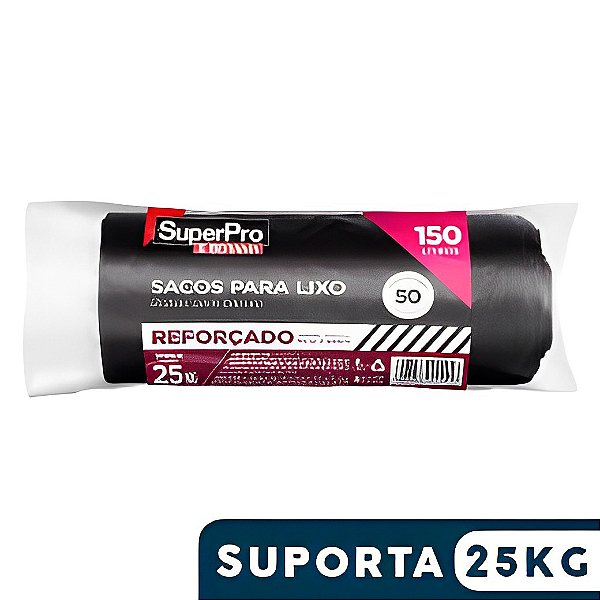 Saco De Lixo 150 Litros Reforçado Plástico Preto 50 Unidades SuperPro Bettanin