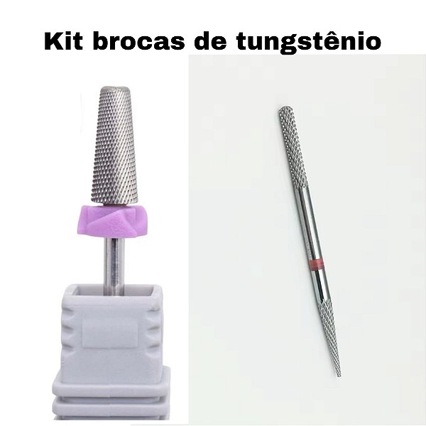 Kit brocas de tungstênio: uma broca de corte fino e uma média de duas pontas