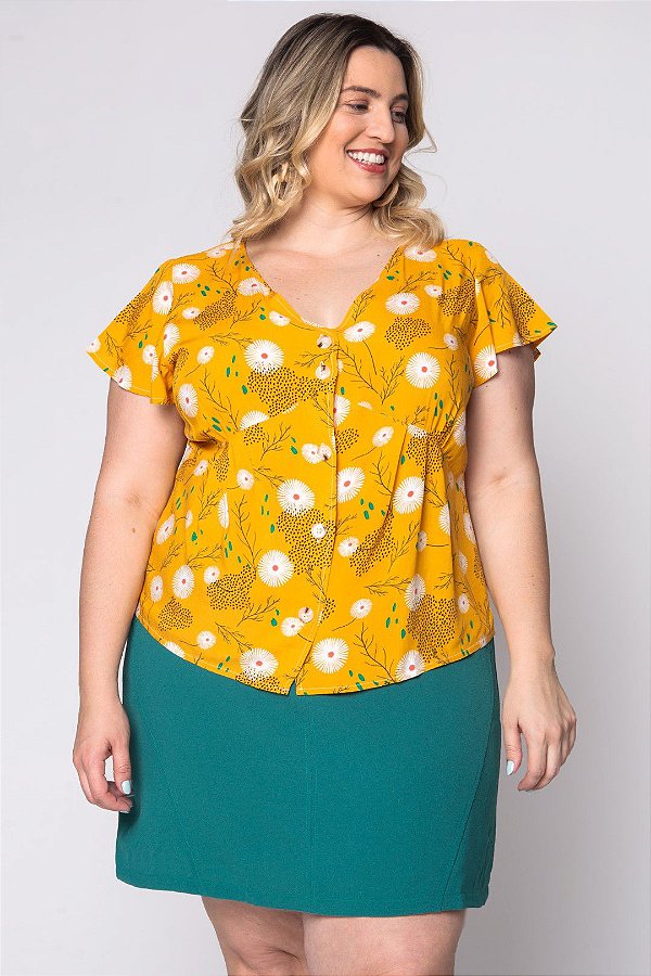 camisa florida plus size