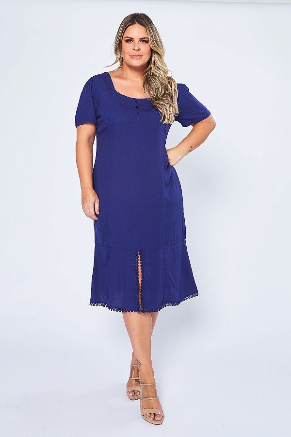 vestido midi azul royal