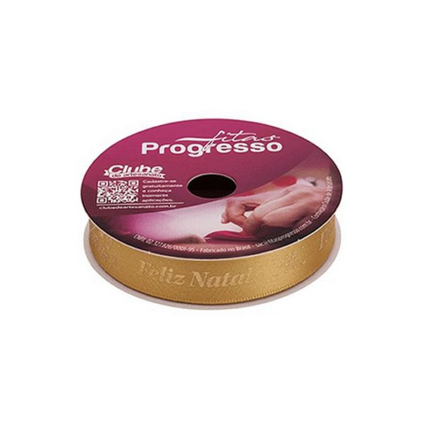 Fita de Cetim ECF 005TH 15mm -10m Cor 401 Frase Feliz Natal - 01 unidade - Progresso - Rizzo Balões