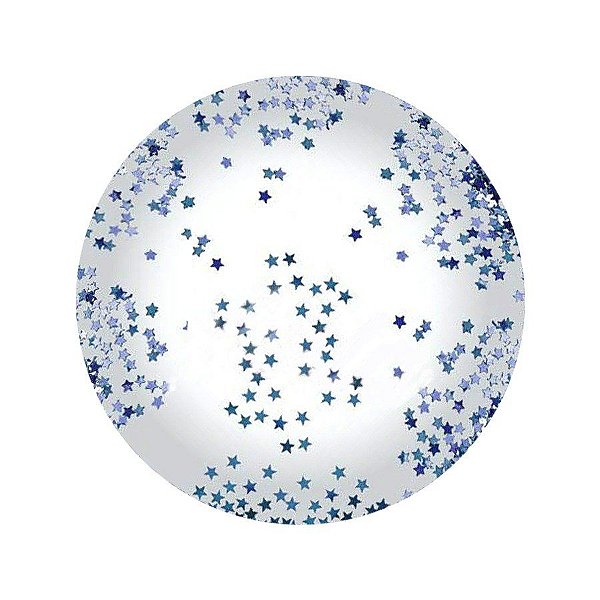 Balão Bubble Transparente com Confete Estre Azul - 18" 45cm - 01 Unidade - Partiufesta - Rizzo
