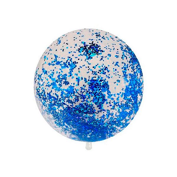 Balão Bubble Transparente com Confete Hexagonal - Azul - 18" 45cm - 01 -  Rizzo Balões