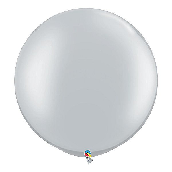 Balão Gigante de Festa em Látex 3ft (90 cm) - Silver (Prata) - 2 Unidades - Qualatex - Rizzo Balões