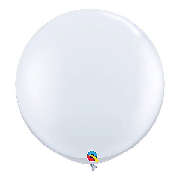 Balão Gigante de Festa em Látex 3ft (90 cm) - White (Branco) - 2 Unidades - Qualatex - Rizzo Balões