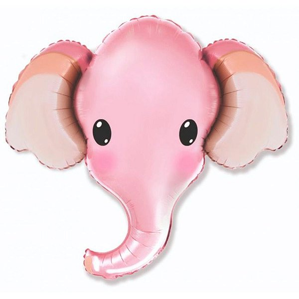 Balão de Festa Metalizado 39'' 99cm - Elefante Head HSG Pink - 1 unidade - Flexmetal - Rizzo