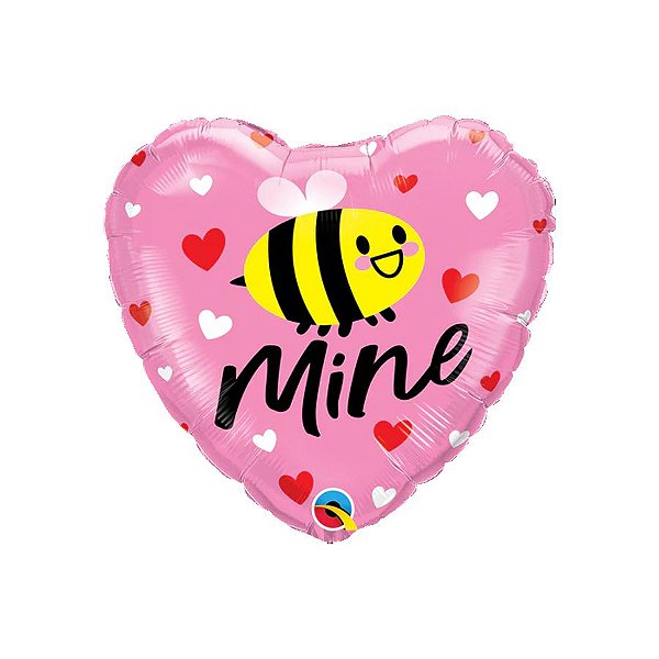 Balão de Festa Microfoil 18" 46cm - Coração Bee Mine (Minha Abelha) - 1 unidade - Qualatex Outlet - Rizzo