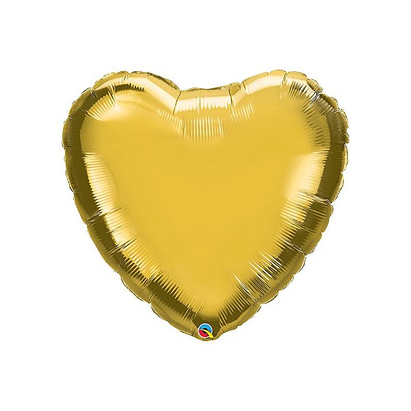 Balão de Festa Microfoil 36" 91cm - Coração Ouro Metalizado - 1 unidade - Qualatex Outlet - Rizzo