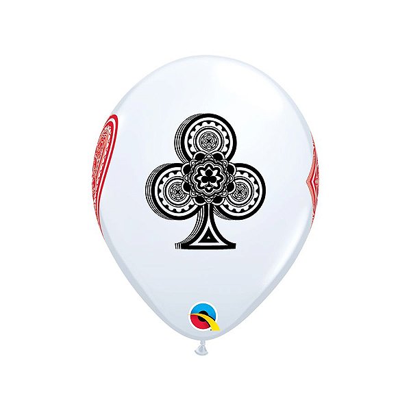 Balão de Festa Látex Liso Decorado - Naipes - 11" 28cm - 50 unidades - Qualatex Outlet - Rizzo