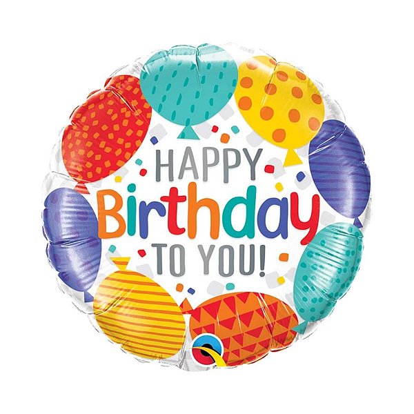Balão de Festa Microfoil 18" 45cm - Redondo Birthday To You Balões - 1 unidade - Qualatex Outlet - Rizzo
