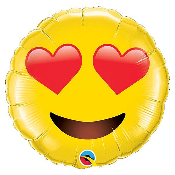 Balão de Festa Microfoil 28" 71cm - Emoji Apaixonado - 1 unidade - Qualatex Outlet - Rizzo
