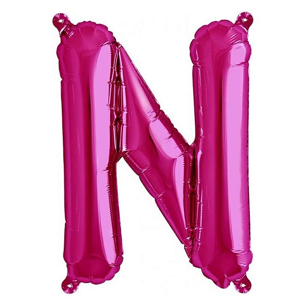 Balão de Festa Microfoil 34" 86cm - Letra N Magenta - 1 unidade - Qualatex Outlet - Rizzo