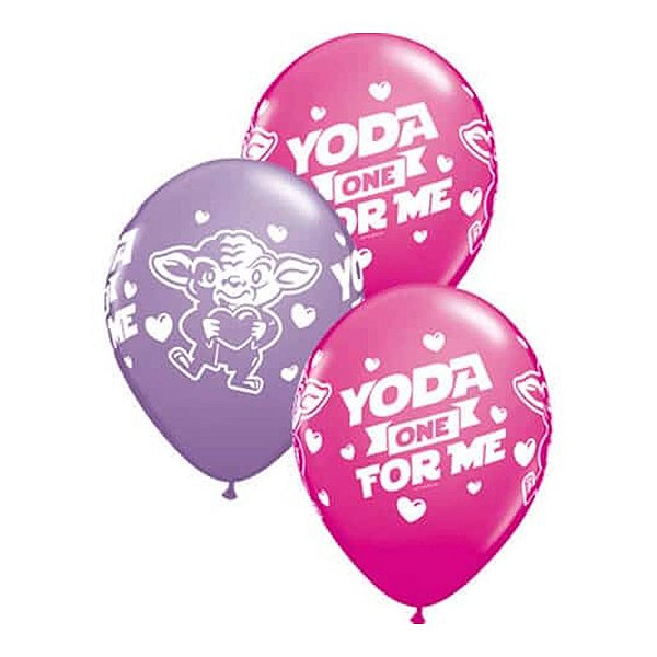 Balão de Festa Látex Liso Decorado - Star Wars:Yoda One For Me! - 11" 27cm - 25 unidades - Qualatex Outlet - Rizzo